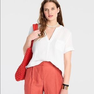 J Crew V-Neck Soft Gauze Popover, Small | NWT